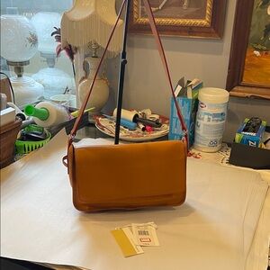 Francesco Biasia Turchese Cuoio Leather Handbag Purse – Tan Designer Bag Y2K